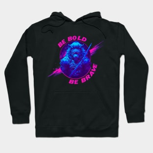 Synthwave Samurai Lion - Be bold Be brave Hoodie